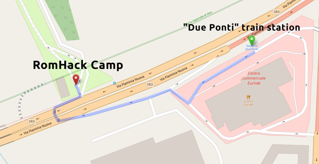 Howto reach RomHack Camp from Due Ponti train station